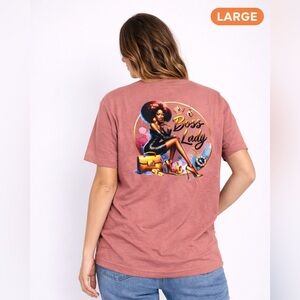 Boss lady PINK Graphic Tee with Bold Lady Design LARGE HAND CRAFTED